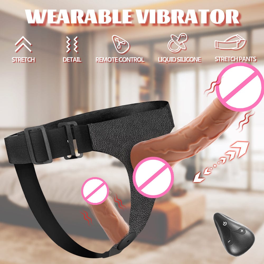 YEAIN Wearable Strap-On with Double Wings – Retractable Soft Flesh Dildo Electric Adult Sex Toy for Couples & Female Masturbation