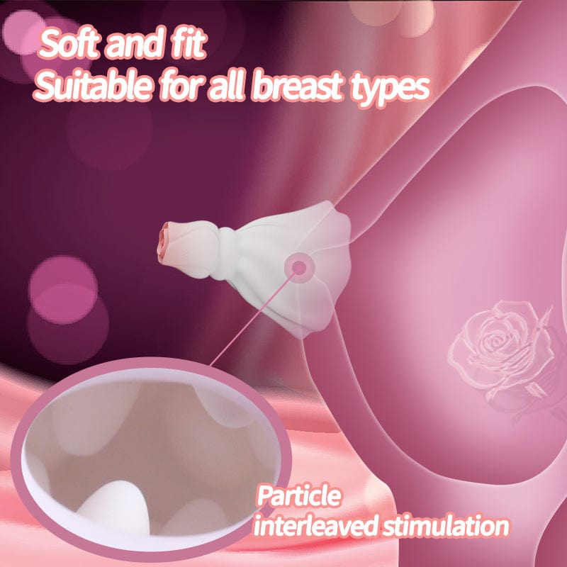 Yeain Stimulating Nipple Vibrator, Manual Suction Teasing Rose-Shaped Adult Pleasure Toy