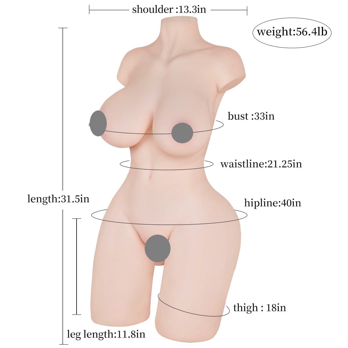 Reime Oda Big Boobs Half Body Sex Doll 25.5kg