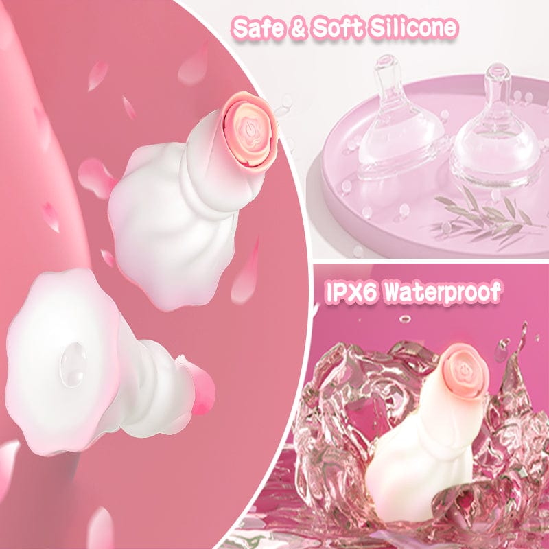 Yeain Stimulating Nipple Vibrator, Manual Suction Teasing Rose-Shaped Adult Pleasure Toy