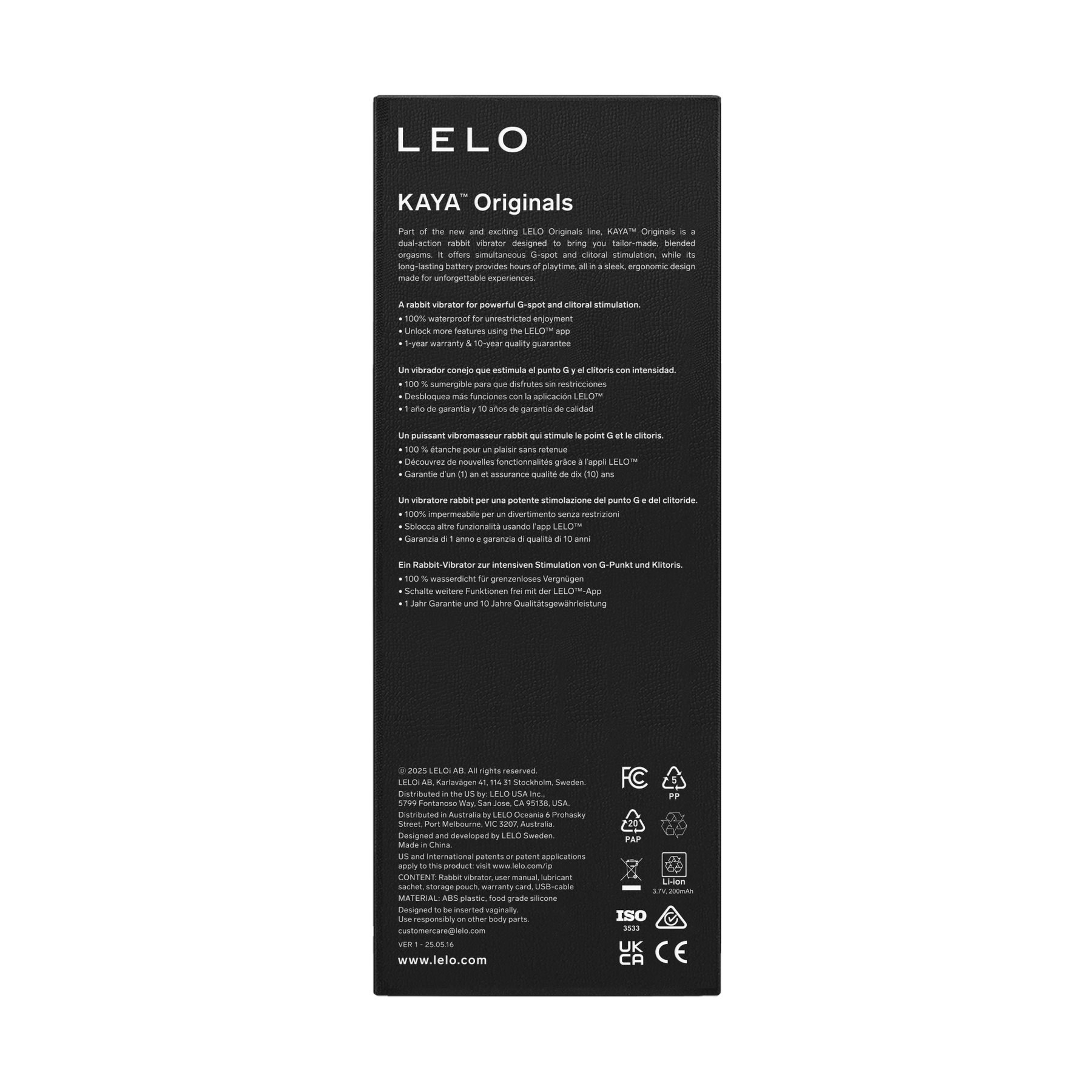 LELO KAYA Originals with App Control Rabbit Vibrator 优雅愉悦专为女性设计的奢华按摩器
