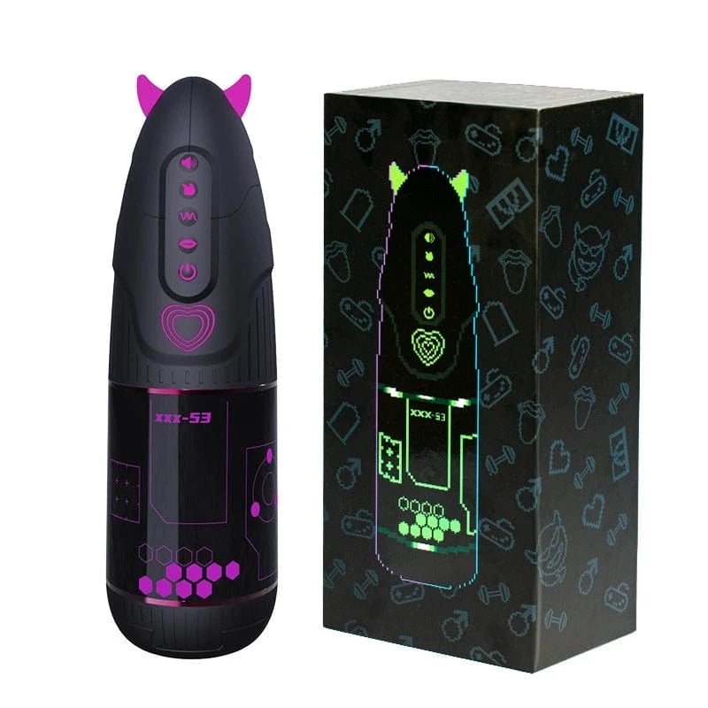YUU Little Devil Fully Automatic Male Masturbator – APP-Controlled Suction, Vibration, Thrusting & Rotation – Electric Adult Toy (Includes 3 Interchangeable Sleeves)