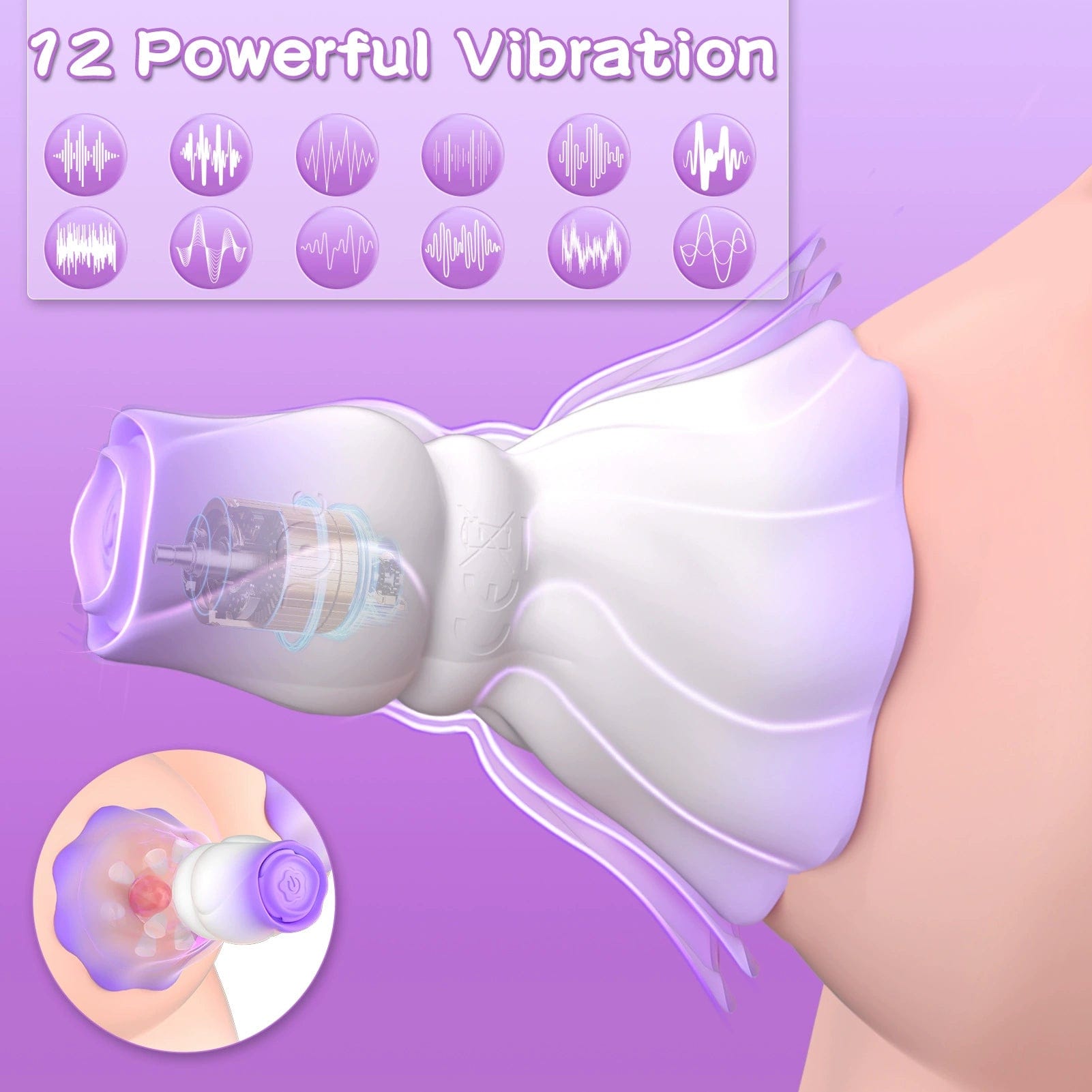 Yeain Stimulating Nipple Vibrator, Manual Suction Teasing Rose-Shaped Adult Pleasure Toy
