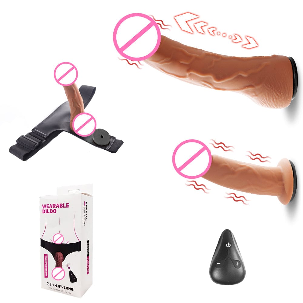 YEAIN Wearable Strap-On with Double Wings – Retractable Soft Flesh Dildo Electric Adult Sex Toy for Couples & Female Masturbation