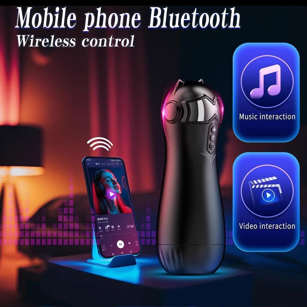 Catwoman Male Masturbator – Bluetooth Version, Intelligent Fully Automatic Suction, Vibration, Voice, and Hands-Free Function 猫女飞机杯智能全自动吮吸震动发音蓝牙免提男性