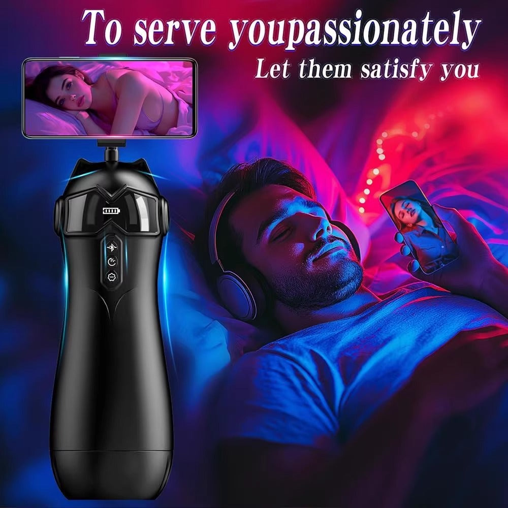 Catwoman Male Masturbator – Bluetooth Version, Intelligent Fully Automatic Suction, Vibration, Voice, and Hands-Free Function 猫女飞机杯智能全自动吮吸震动发音蓝牙免提男性