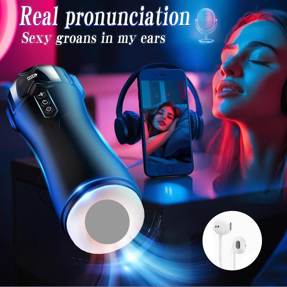 Catwoman Male Masturbator – Bluetooth Version, Intelligent Fully Automatic Suction, Vibration, Voice, and Hands-Free Function 猫女飞机杯智能全自动吮吸震动发音蓝牙免提男性