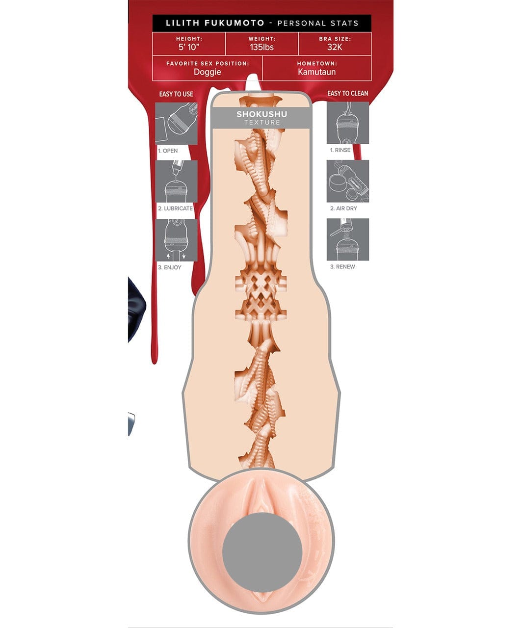 Fleshlight Fantasy Lilith Fukumoto Sleeve Pussy Male Masturbator 模拟阴道男性自慰器:探索深邃幻想,体验极致真实