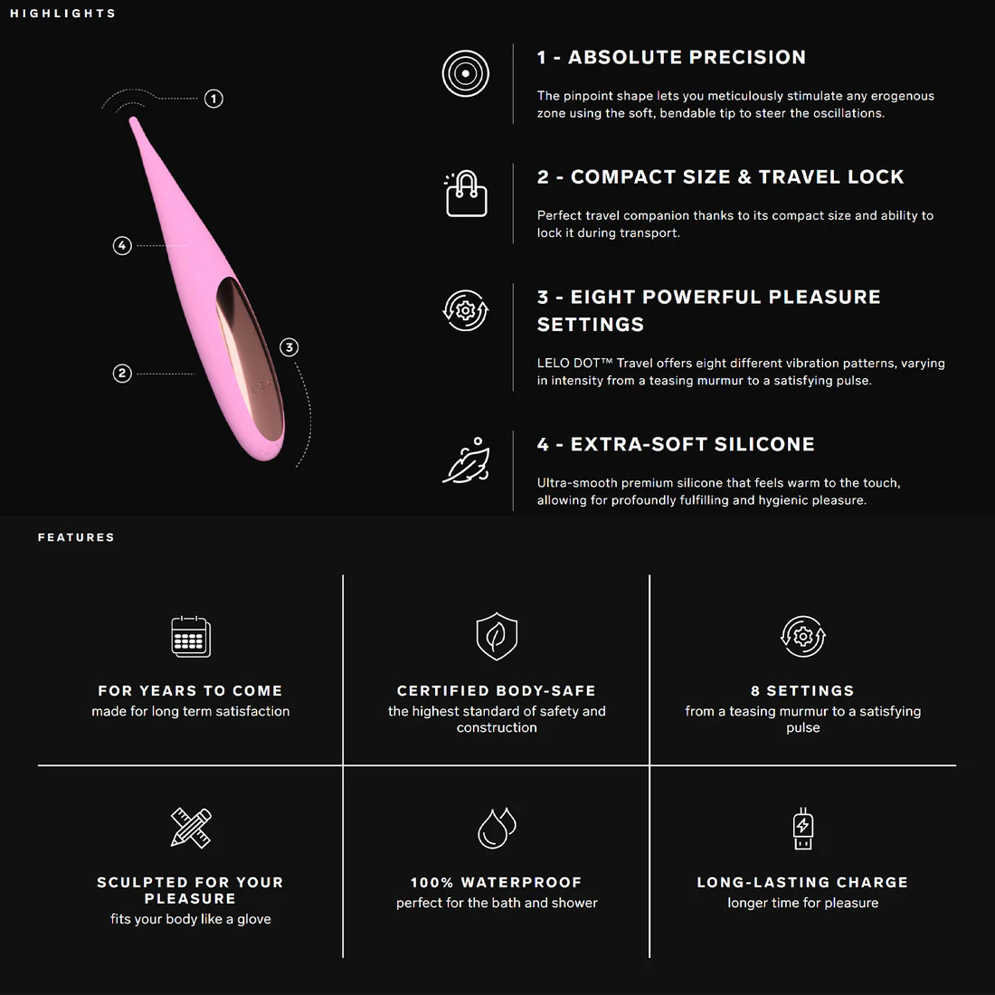 Lelo - Dot Travel Rechargeable Clitoral Pinpoint Vibrator Purple and Pink