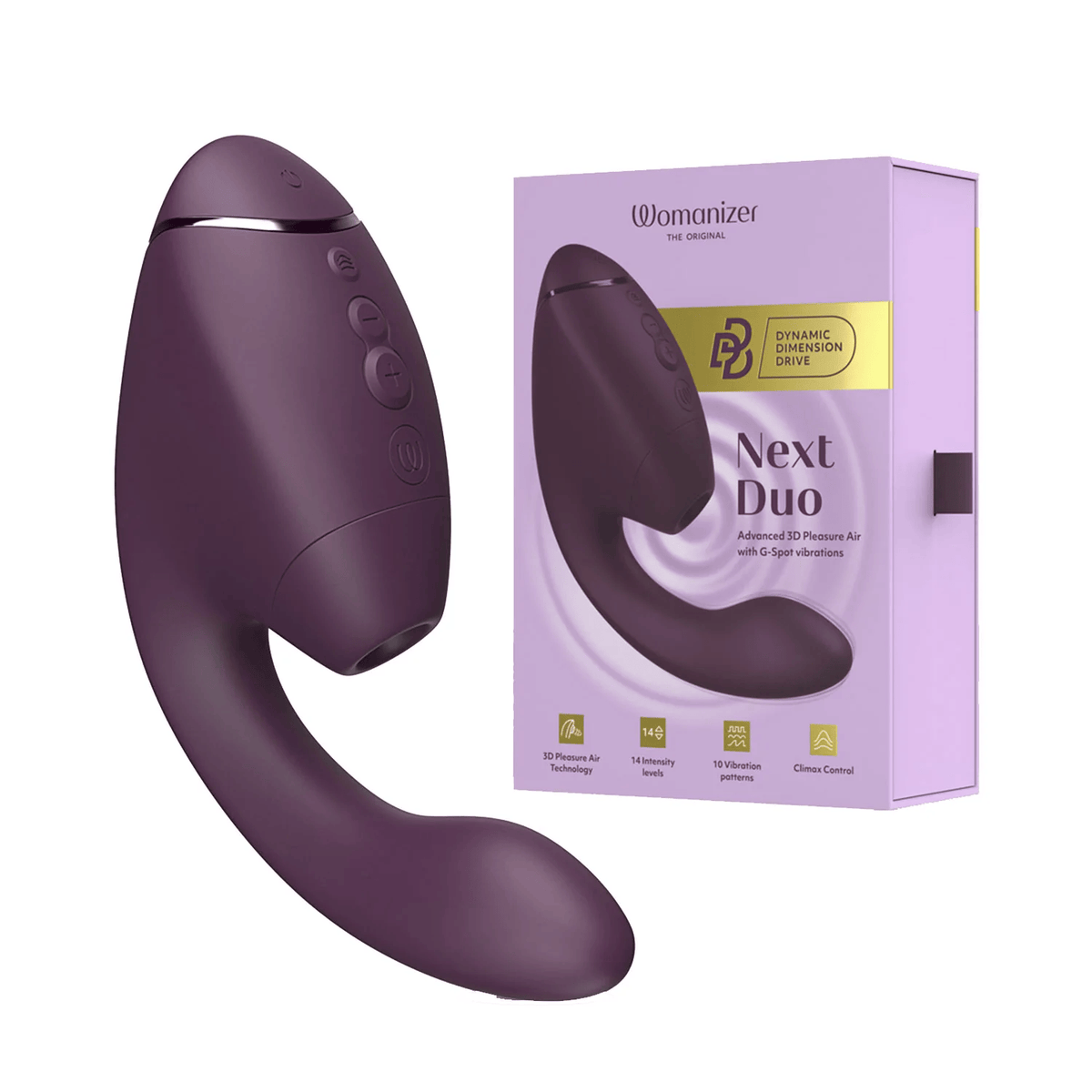 Womanizer - Next Duo Dual Stimulator with Pleasure Air Dark Purple and Dusky Pink