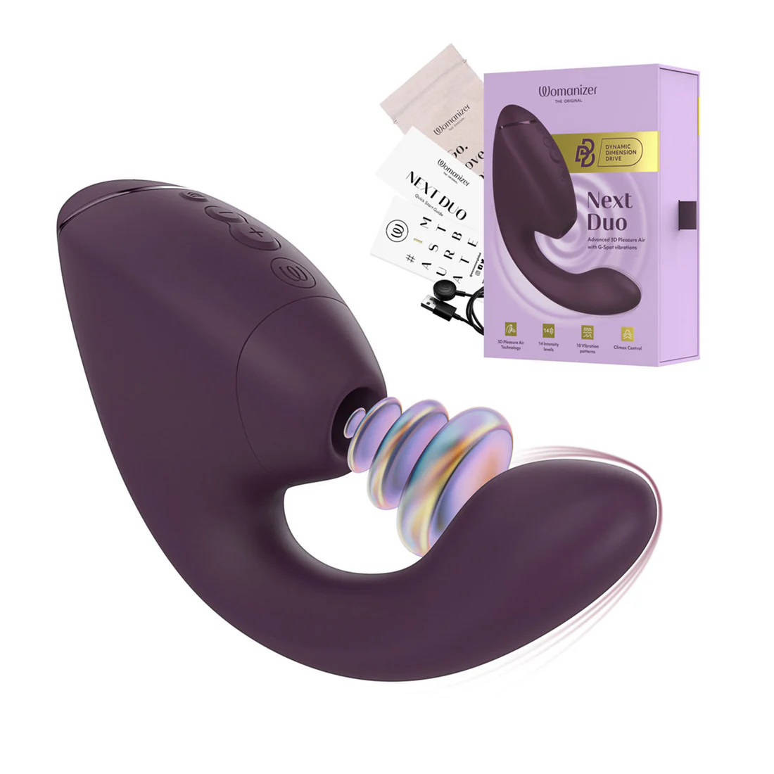 Womanizer - Next Duo Dual Stimulator with Pleasure Air Dark Purple and Dusky Pink