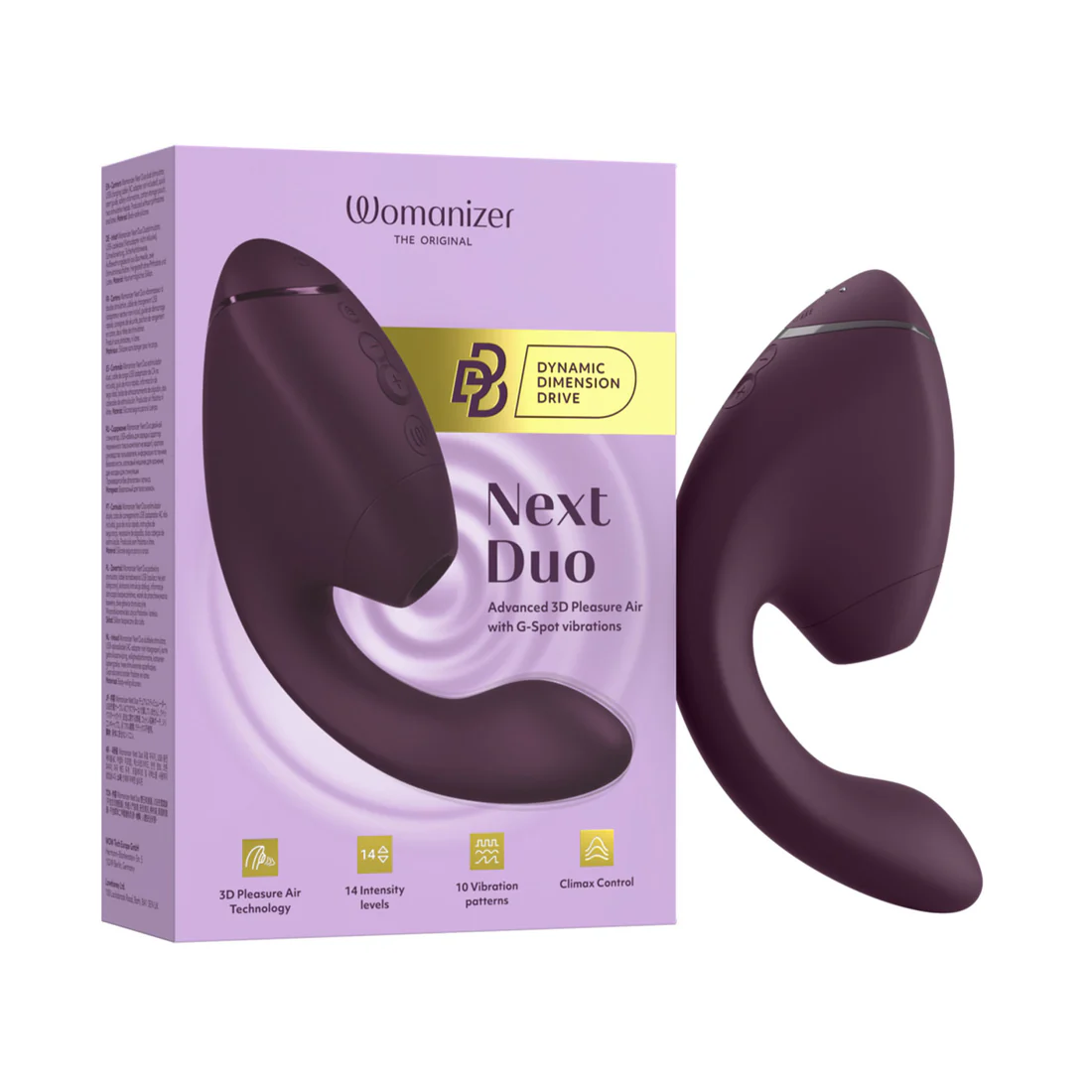 Womanizer - Next Duo Dual Stimulator with Pleasure Air Dark Purple and Dusky Pink