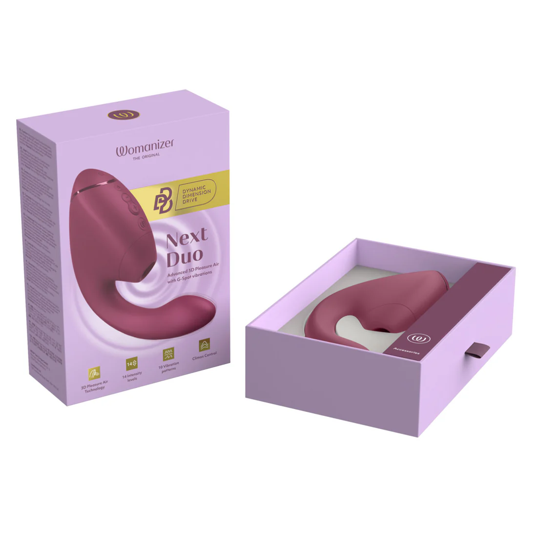 Womanizer - Next Duo Dual Stimulator with Pleasure Air Dark Purple and Dusky Pink