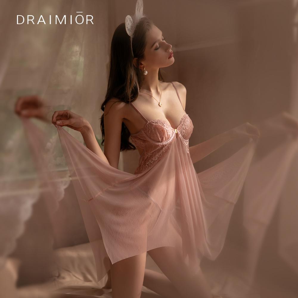 Draimior Lingerie for Women Lace Babydoll Sleepwear for Her Gift Box inlcuded DR0167