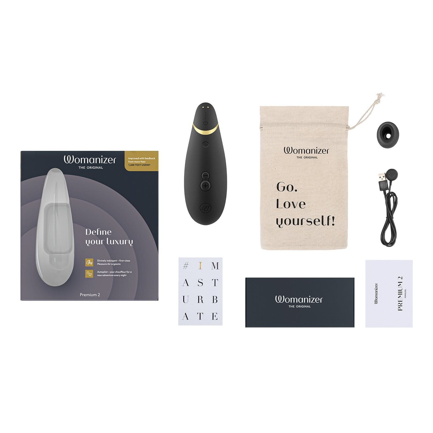 Womanizer - 优质 2 硅胶可充电阴蒂刺激器 5 种颜色