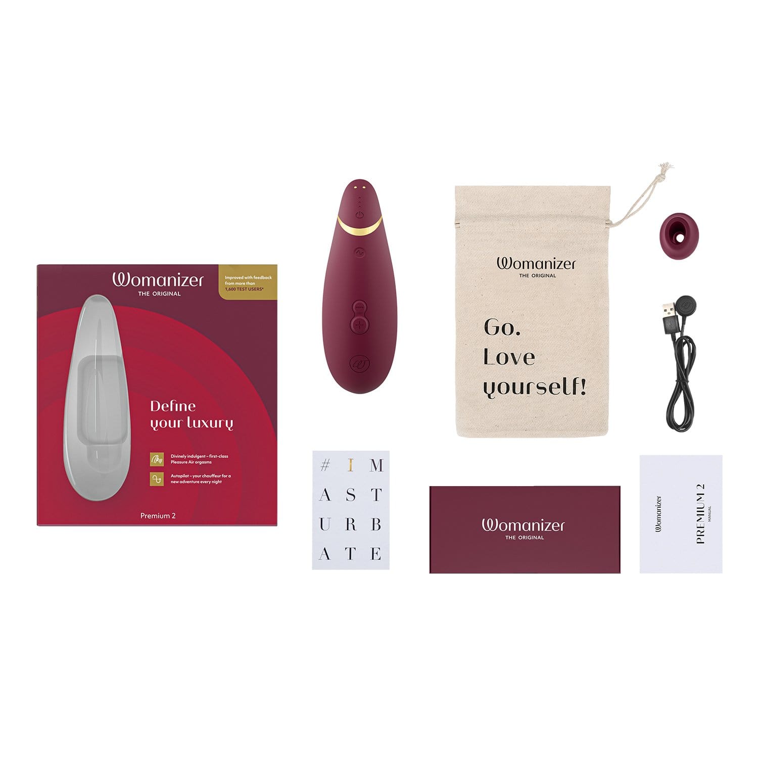 Womanizer - 优质 2 硅胶可充电阴蒂刺激器 5 种颜色