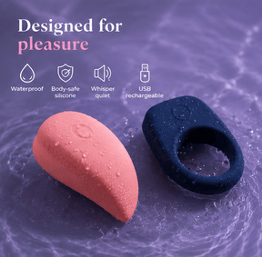 Kiiroo - Luxus App-Controlled Clit Massager Cock Ring Couple's Massager Set (Pink/Blue)