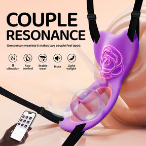 YEAIN Purple Rose Couple Resonance Vibrating Ring – App-Control Smart Intimacy Device YEAIN 紫玫瑰情侣共振振动环充电APP无线遥控震动器