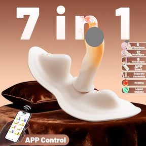 YEAIN APP Remote Control Vibrating Dildo Cushion – Heating, Telescopic & Detachable Design