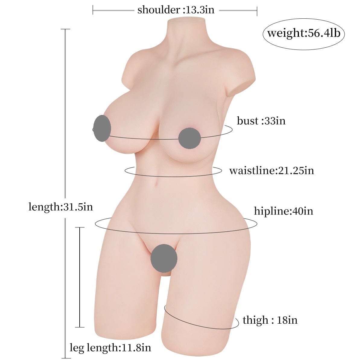 Reime Oda Big Boobs Half Body Sex Doll 25.5kg