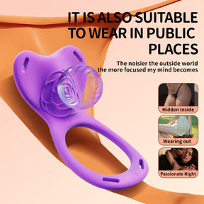 YEAIN Purple Rose Couple Resonance Vibrating Ring – App-Control Smart Intimacy Device YEAIN 紫玫瑰情侣共振振动环充电APP无线遥控震动器