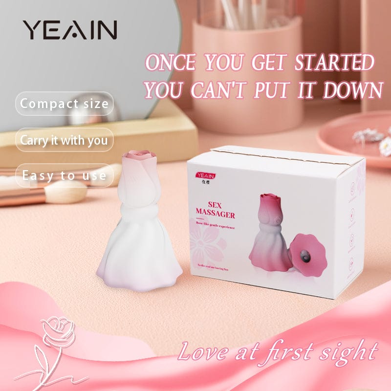 Yeain  Stimulating Nipple Vibrator, Manual Suction Teasing Rose-Shaped Adult Pleasure Toy