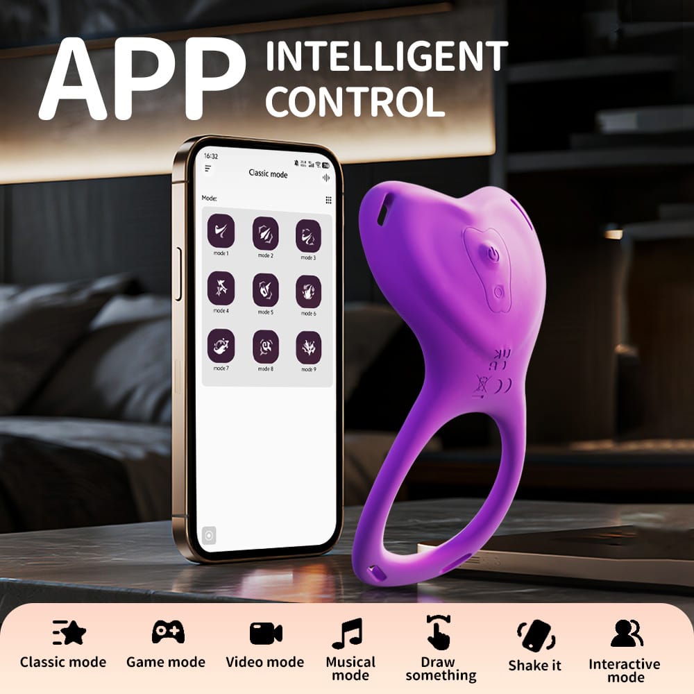 YEAIN Purple Rose Couple Resonance Vibrating Ring – App-Control Smart Intimacy Device YEAIN 紫玫瑰情侣共振振动环充电APP无线遥控震动器