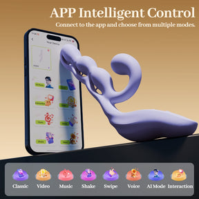 YEAIN Purple Grape App-Control Rabbit Vibrator with G-Spot & Clitoral Stimulation YEAIN 紫葡萄APP智能遥控兔耳震动棒女用