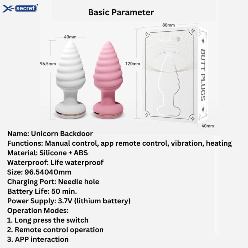 Galaku Unicorn App controlled Butt plug with Heating function