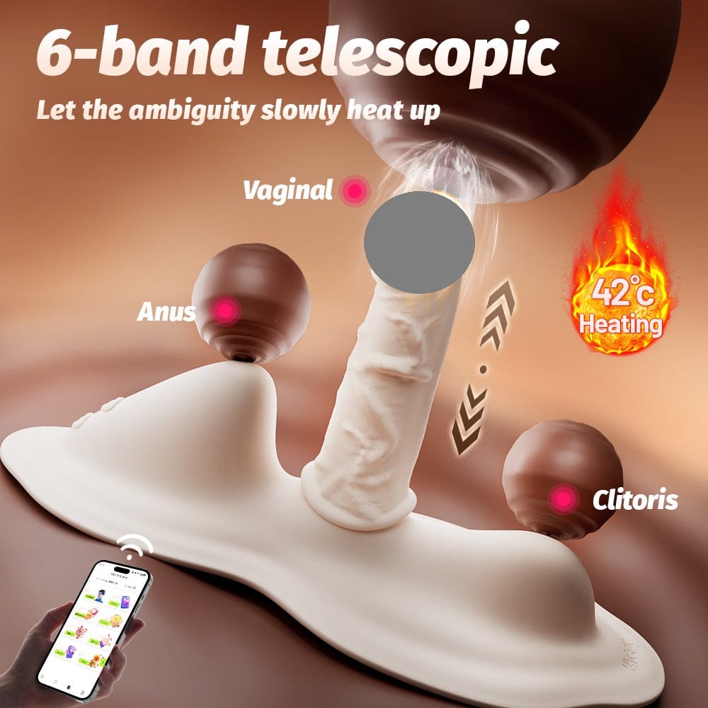 YEAIN APP Remote Control Vibrating Dildo Cushion – Heating, Telescopic & Detachable Design