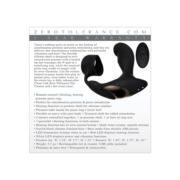 Zero Tolerance - Strapped and Tapped Heating Vibrating Prostate Massager (Black)
