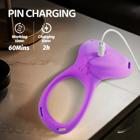 YEAIN Purple Rose Couple Resonance Vibrating Ring – App-Control Smart Intimacy Device YEAIN 紫玫瑰情侣共振振动环充电APP无线遥控震动器
