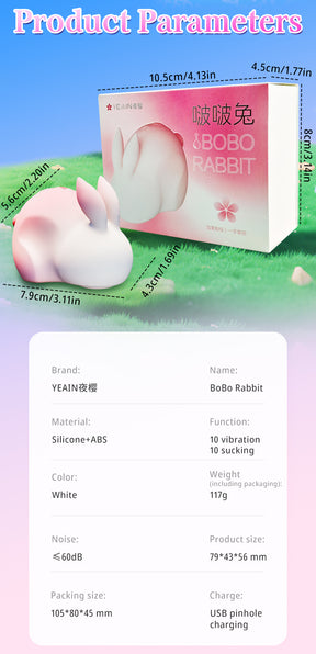 Yeain Bobo Rabbit Suction Vibrating Egg – Women’s Adult Pleasure Toy, Masturbator Device, Vibrating Clitoral Stimulator for Female Orgasm  夜樱啵啵兔 无线吮吸震动蛋 女士按摩器