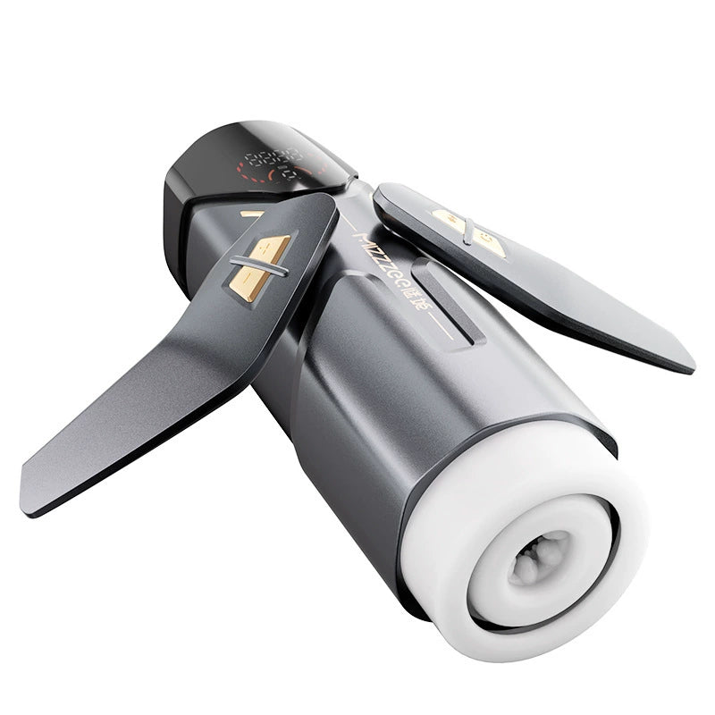 Mizzee Yashen male masturbator with intelligent app interaction, fully automatic dual-thrust electric handle 谜姬夜神飞机杯智能app互动全自动双伸缩手柄电动