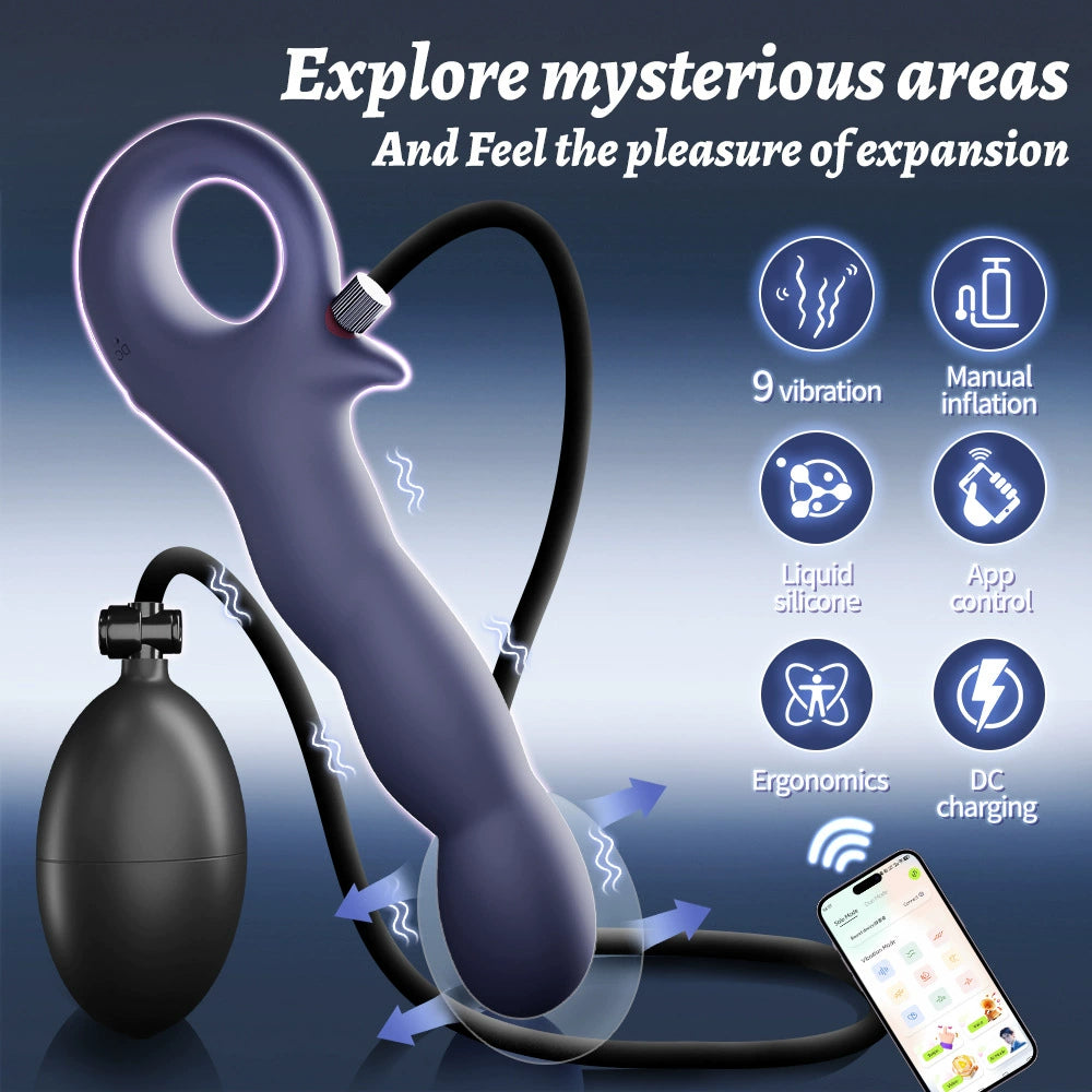 Explorer APP-Controlled Inflatable Anal Plug | Expandable Vibrator for Men & Women  探索者APP控制充气膨胀肛塞男女后庭震动棒成人自慰器