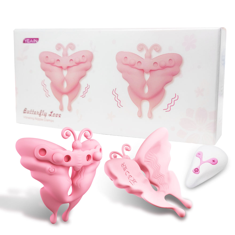 Yeain Butterfly Kiss Nipple Clamps with Vibration – Breast Massager, Adult Toy for Women 蝴蝶之吻振动乳头夹