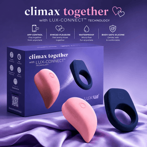Kiiroo - Luxus App-Controlled Clit Massager Cock Ring Couple's Massager Set (Pink/Blue)