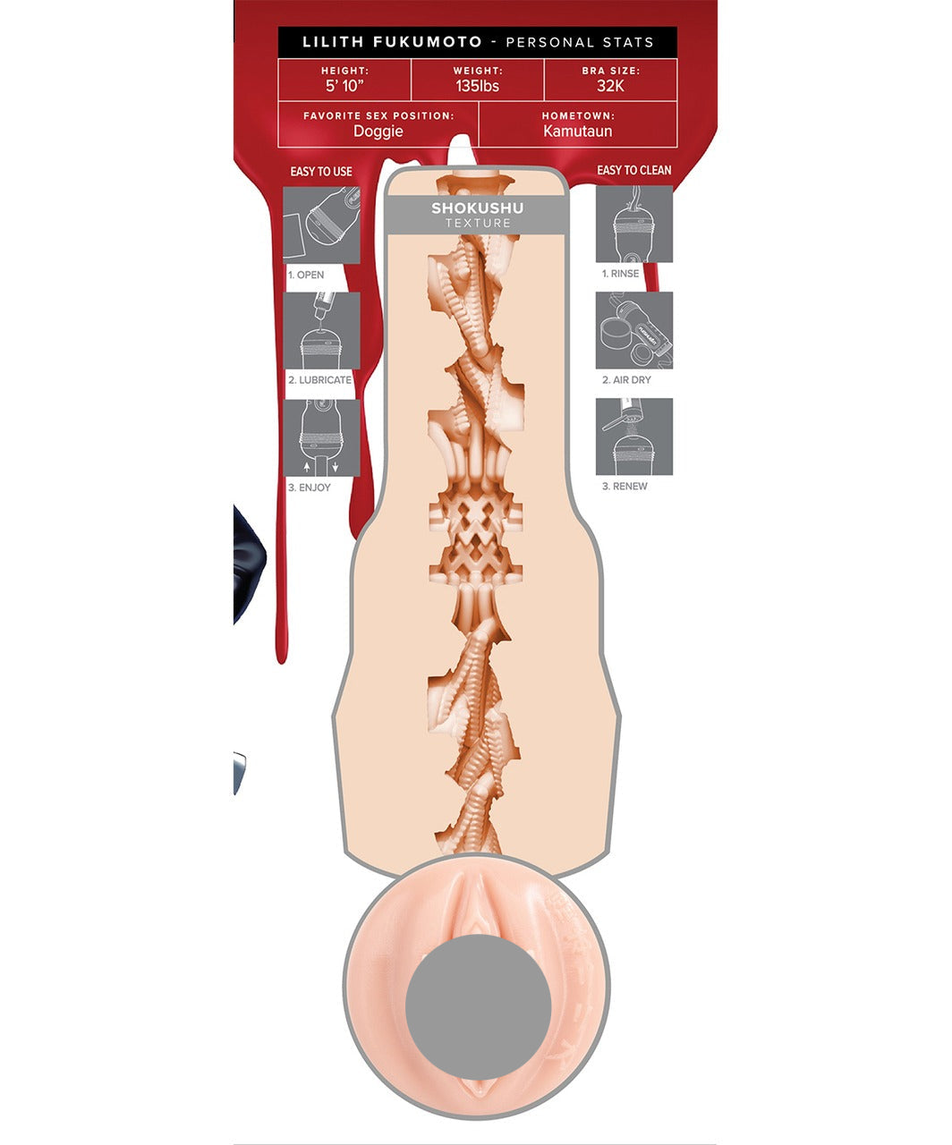 Fleshlight Fantasy Lilith Fukumoto Sleeve Pussy Male Masturbator 模拟阴道男性自慰器：探索深邃幻想，体验极致真实