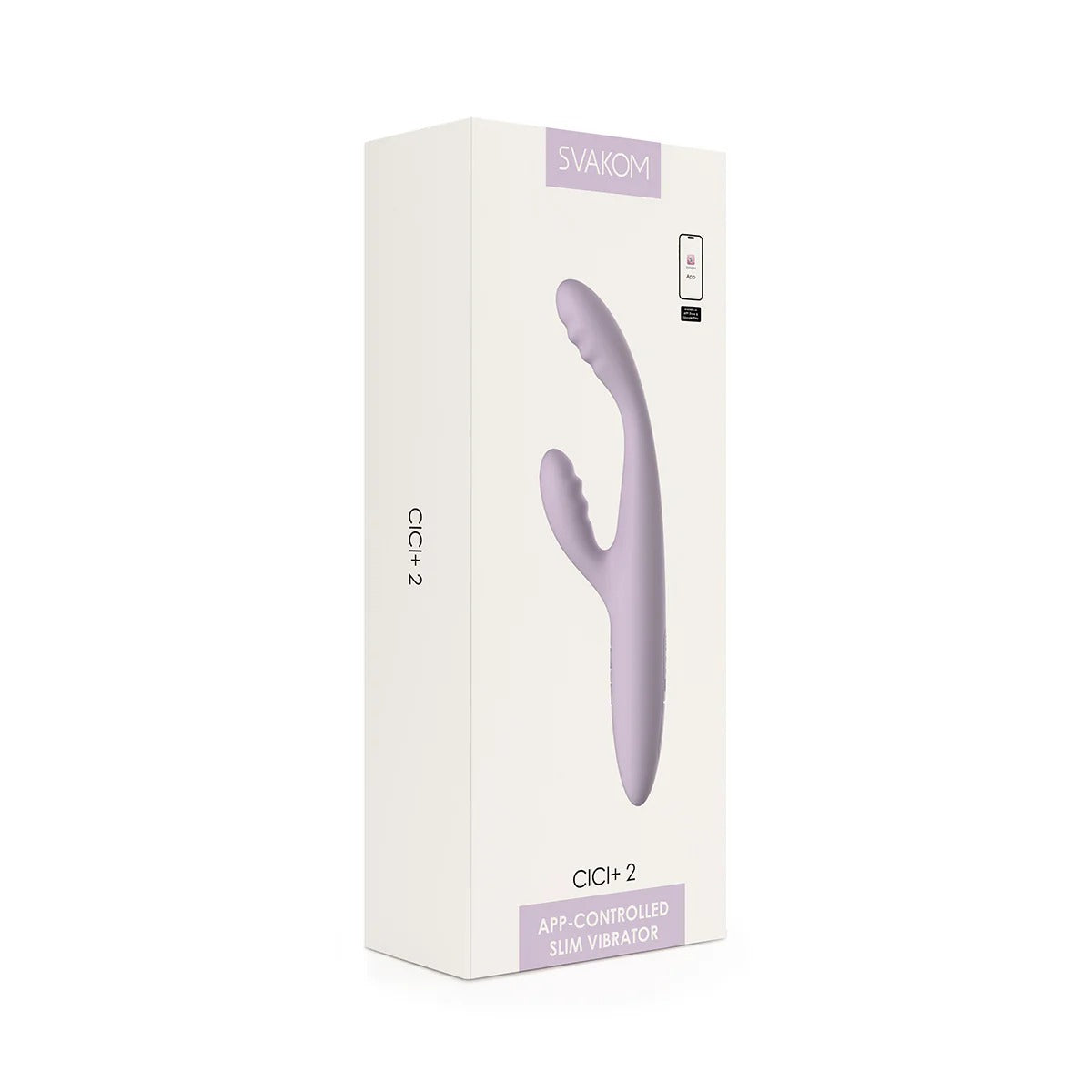 SVAKOM Cici+ 2 App-controlled Slim Rabbit Vibrator Pastel Lilac Cici+ 2 应用程序控制纤细兔形振动棒 – 柔和丁香紫