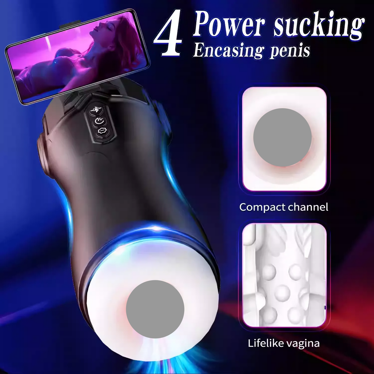Catwoman Male Masturbator – Bluetooth Version, Intelligent Fully Automatic Suction, Vibration, Voice, and Hands-Free Function   猫女飞机杯智能全自动吮吸震动发音蓝牙免提男性