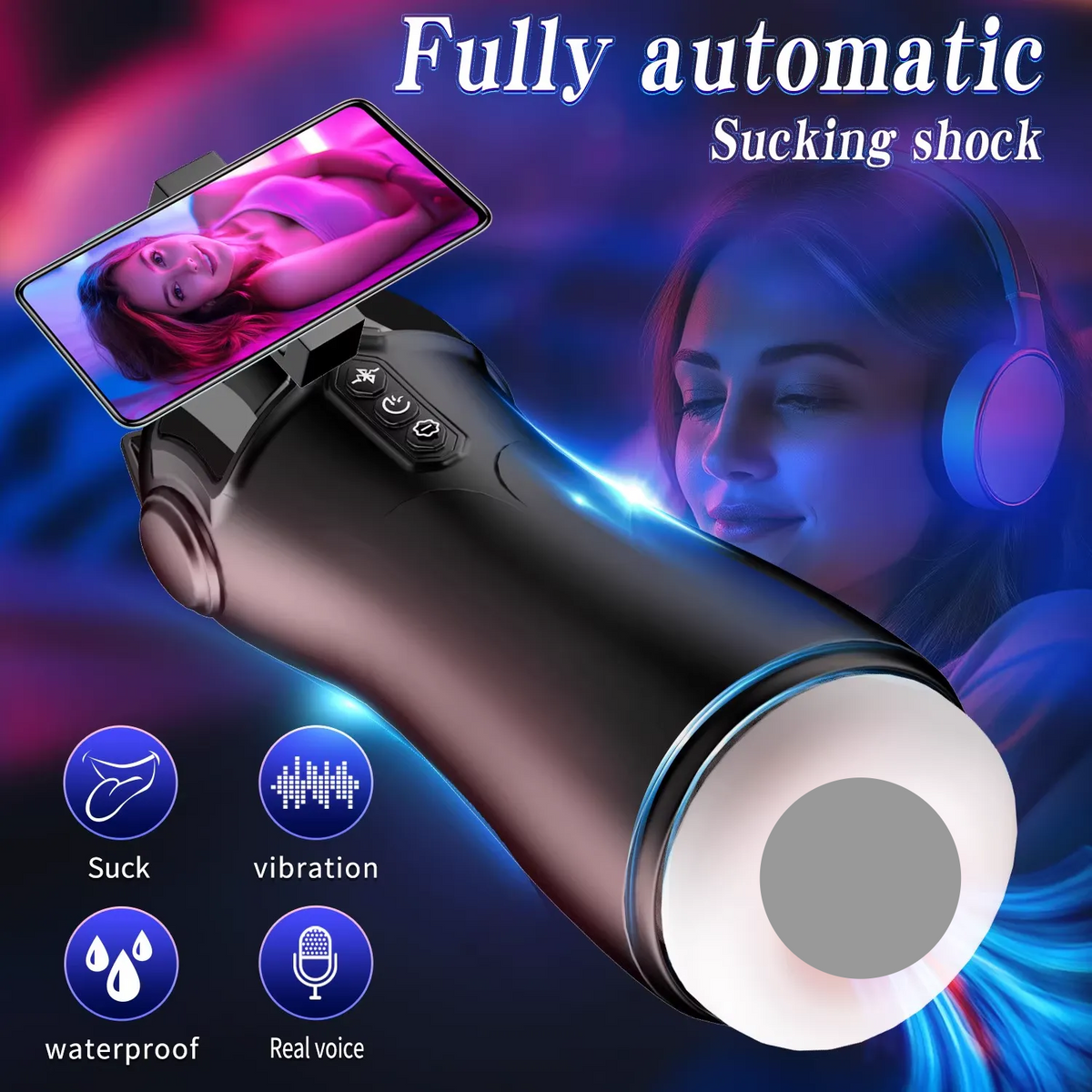 Catwoman Male Masturbator – Bluetooth Version, Intelligent Fully Automatic Suction, Vibration, Voice, and Hands-Free Function   猫女飞机杯智能全自动吮吸震动发音蓝牙免提男性