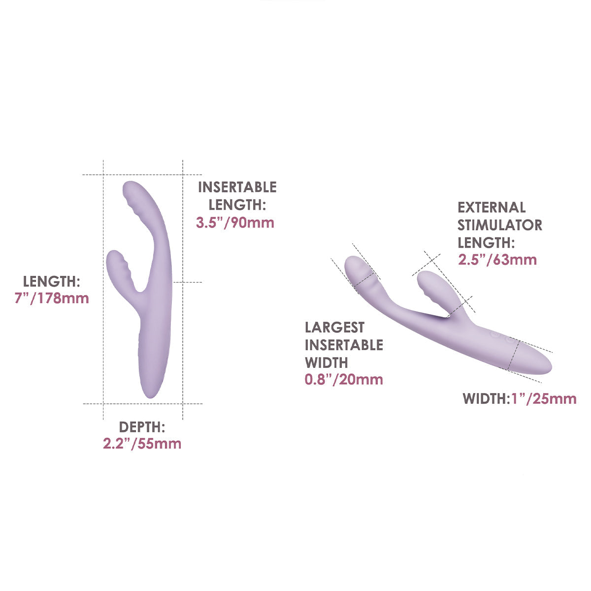 SVAKOM Cici+ 2 App-controlled Slim Rabbit Vibrator Pastel Lilac Cici+ 2 应用程序控制纤细兔形振动棒 – 柔和丁香紫