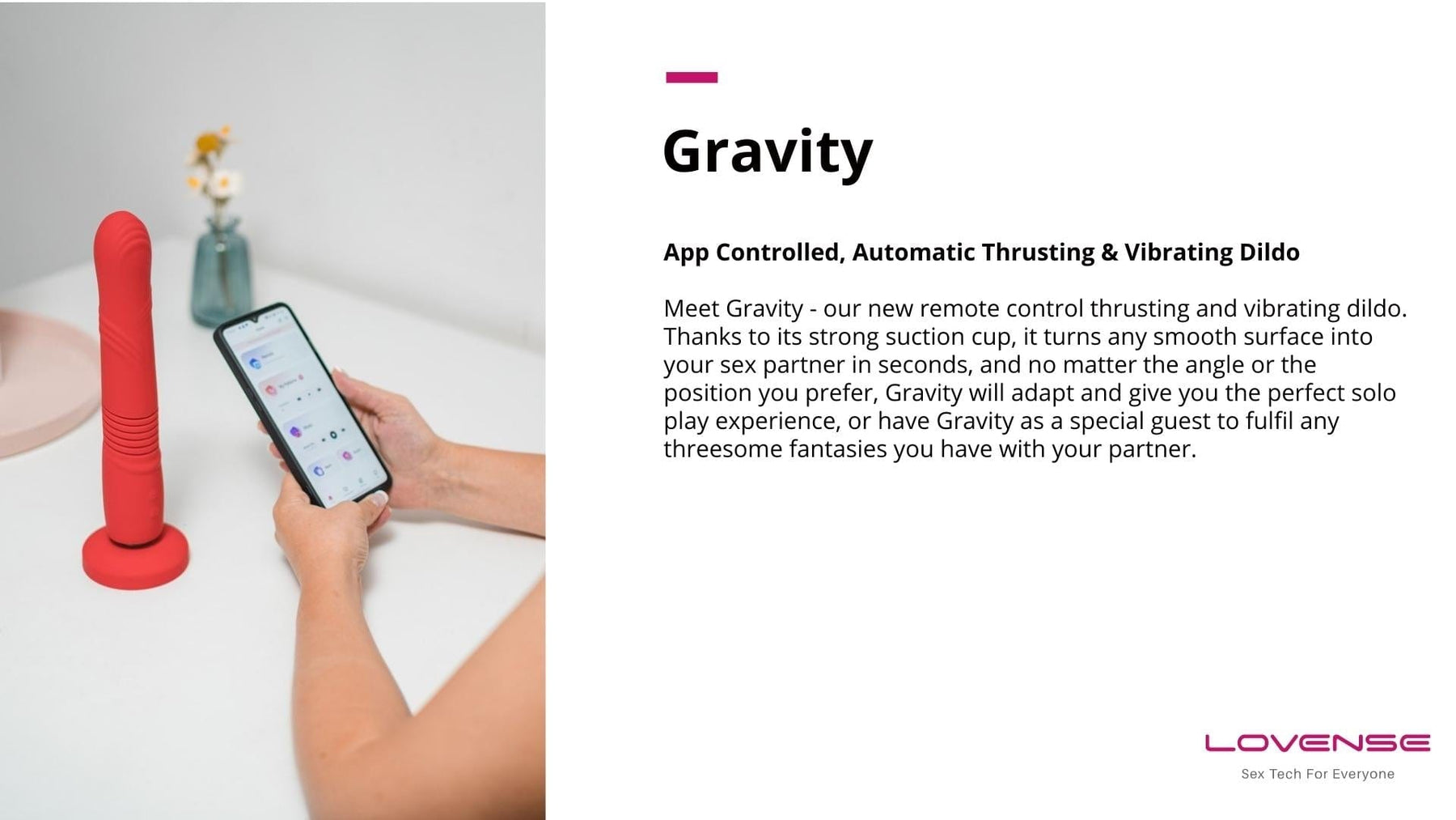 Lovense Gravity App dikawal, tujahan automatik &amp; dildo bergetar