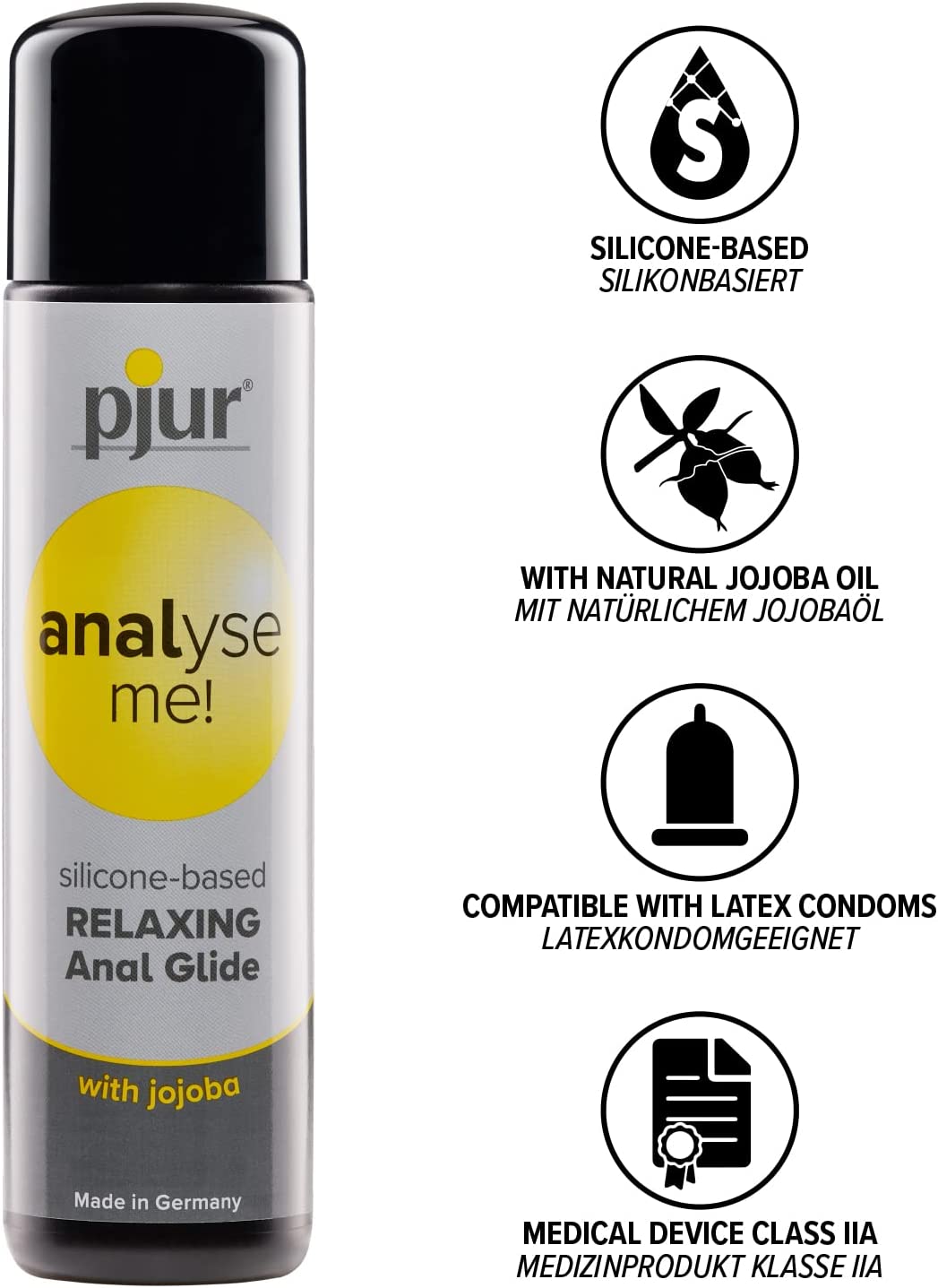 Pjur 分析我！ Relaxing - 用于舒适肛交的硅基个人润滑剂 - 超长润滑（100 毫升） 