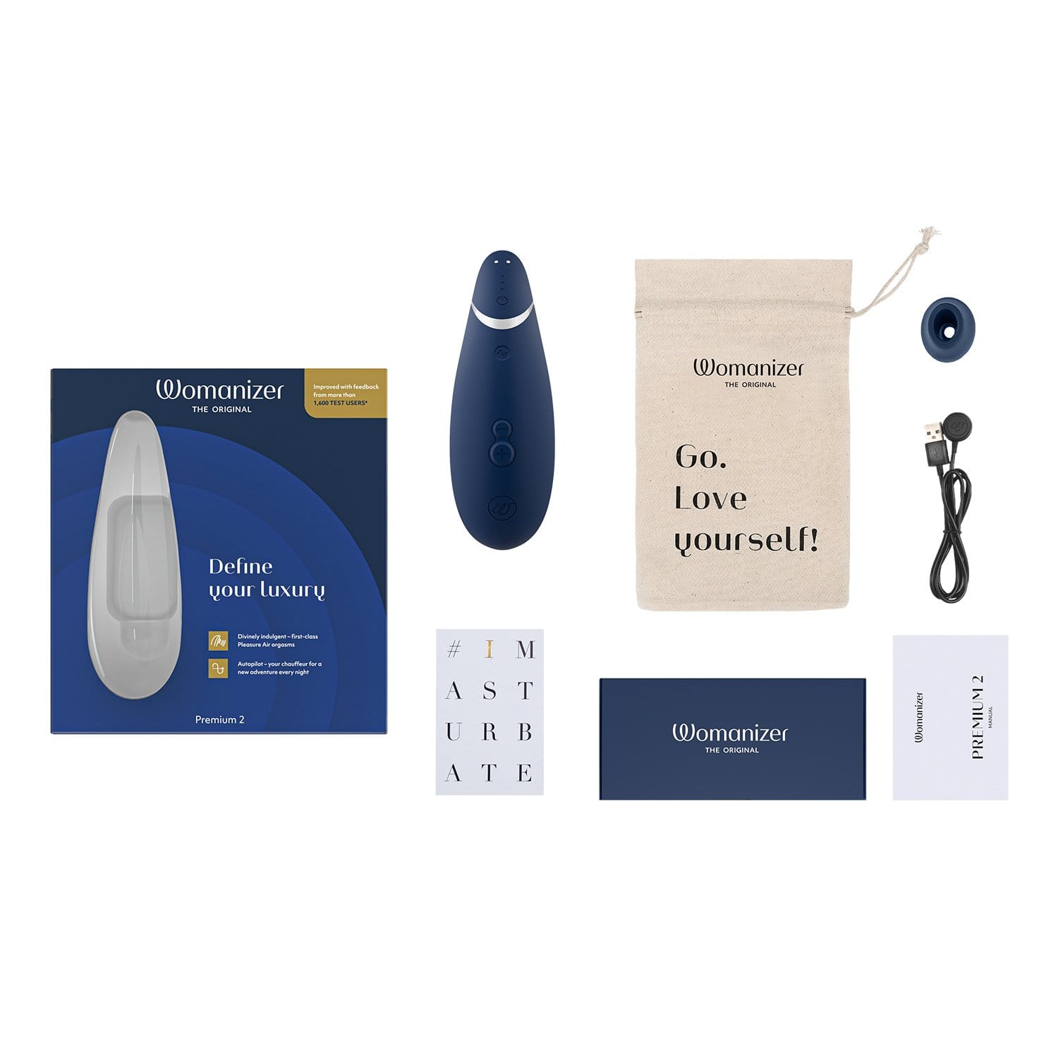 Womanizer - Premium 2 Silicone Rechargeable Clitoral Stimulator 5 Colors